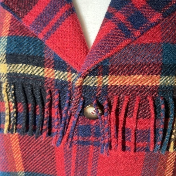 Vintage Lizwear Lambswool Mohair soft Fringe Lined Lightweight Plaid Jacket 8P - Picture 4 of 12